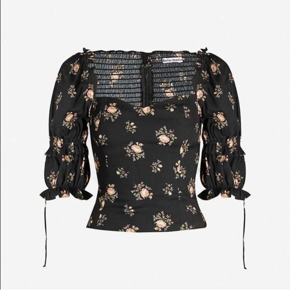 Reformation floral black top.